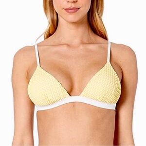 Onia Dani Honey Crochet Triangle Bikini Top Swimwear Yellow White Sz X-Small